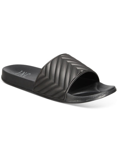 INC Mens Black Quilted Xander Open Toe Slip On Slide Sandals Shoes 11 M