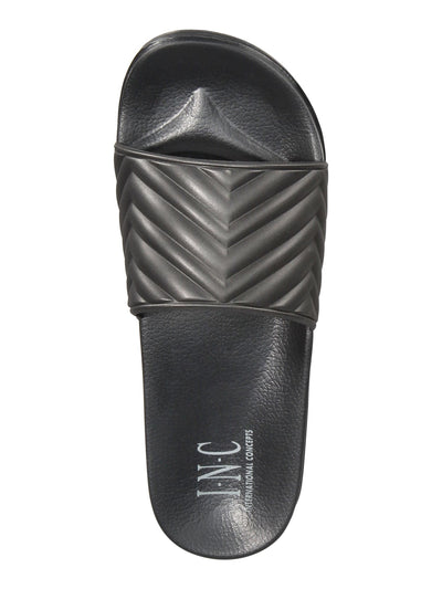 INC Mens Black Quilted Xander Open Toe Slip On Slide Sandals Shoes 13 M