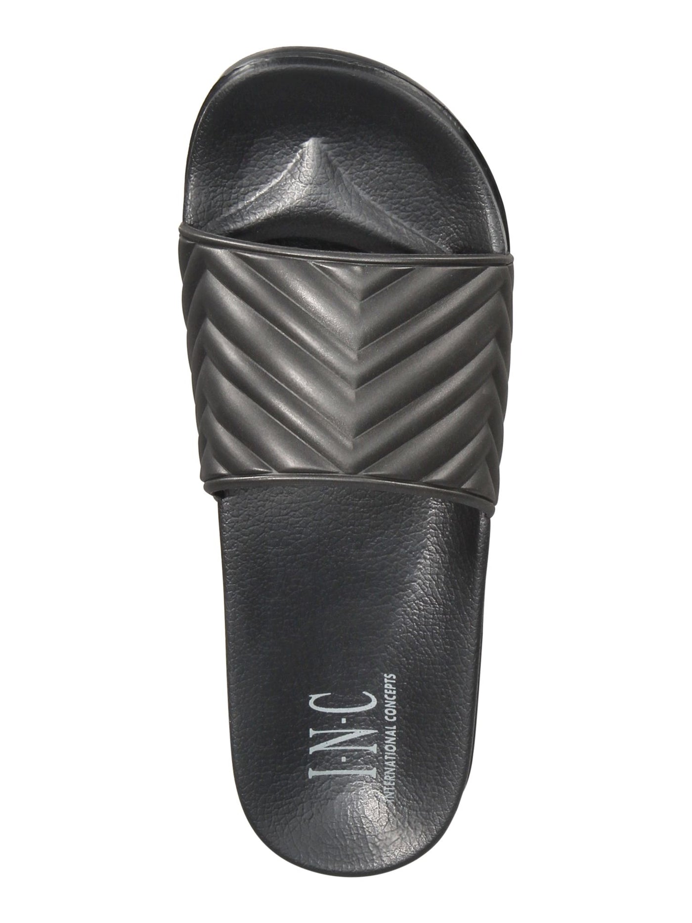 INC Mens Black Quilted Xander Open Toe Slip On Slide Sandals Shoes 10 M