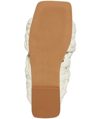STEVE MADDEN Womens Ivory Crisscross Straps Braided Woven Comfort Marina Square Toe Slip On Slide Sandals Shoes M