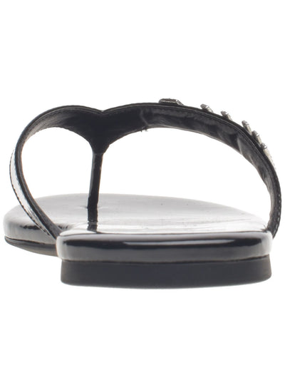 WILD PAIR Womens Black Rhinestone Fantasia Round Toe Slip On Thong Sandals 6.5 M