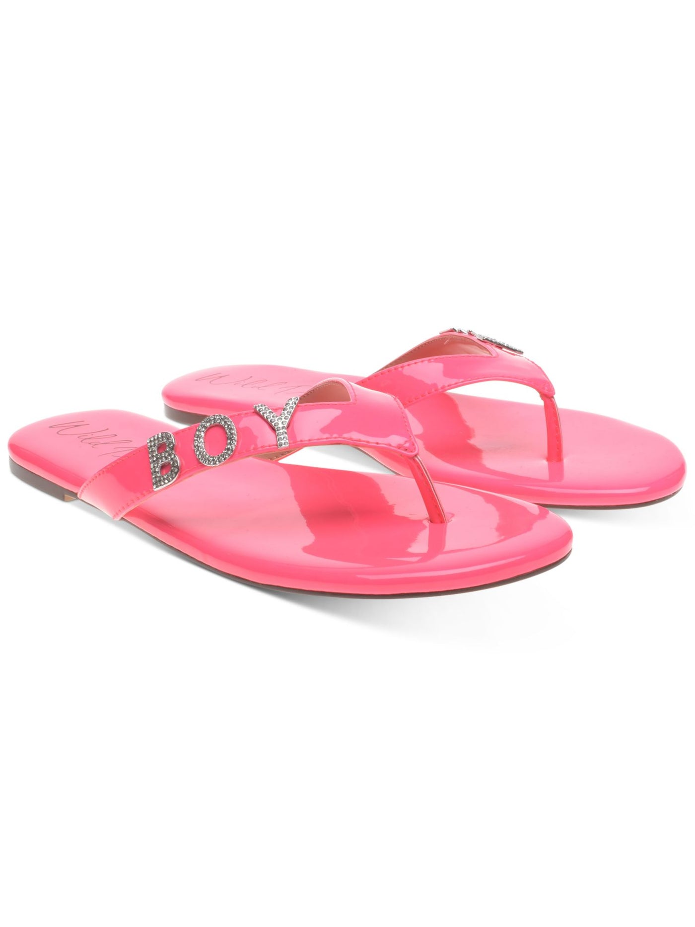 WILD PAIR Womens Pink Rhinestone Fantasia Round Toe Slip On Thong Sandals Shoes 7.5 M