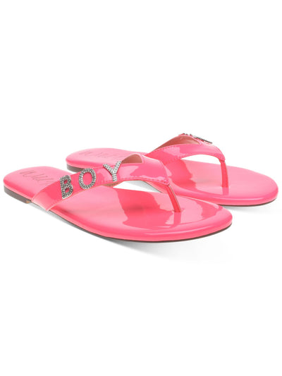WILD PAIR Womens Pink Rhinestone Fantasia Round Toe Slip On Thong Sandals Shoes 10 M