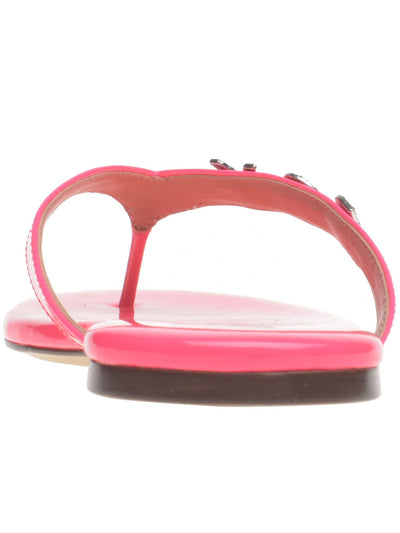 WILD PAIR Womens Pink Rhinestone Fantasia Round Toe Slip On Thong Sandals Shoes 9.5
