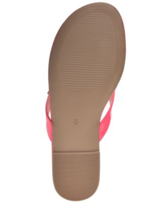 WILD PAIR Womens Pink Rhinestone Fantasia Round Toe Slip On Thong Sandals Shoes M