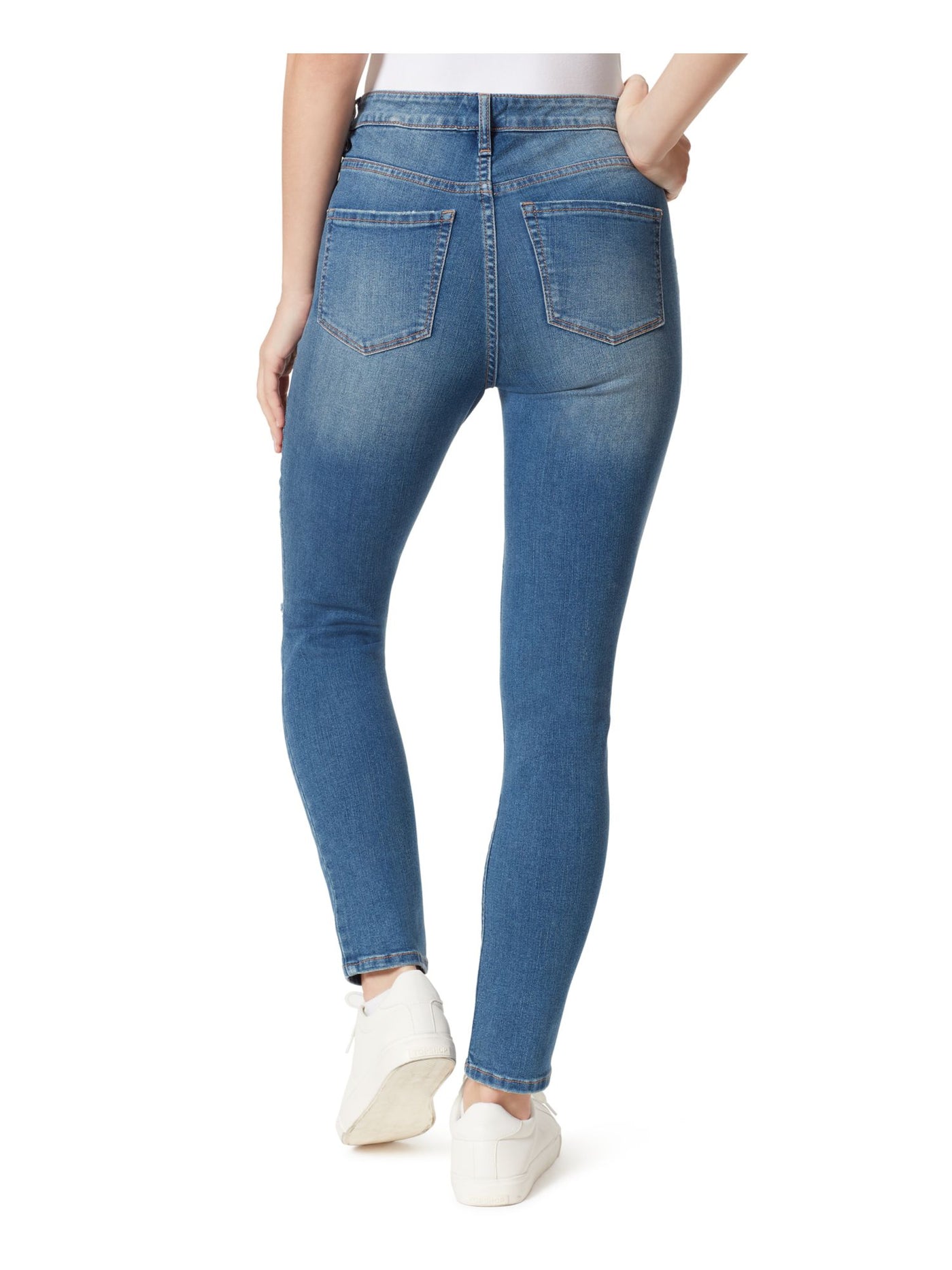 FRAYED JEANS Womens Blue Zippered Pocketed Skinny Ankle Raw Hem High Waist Jeans 2/26