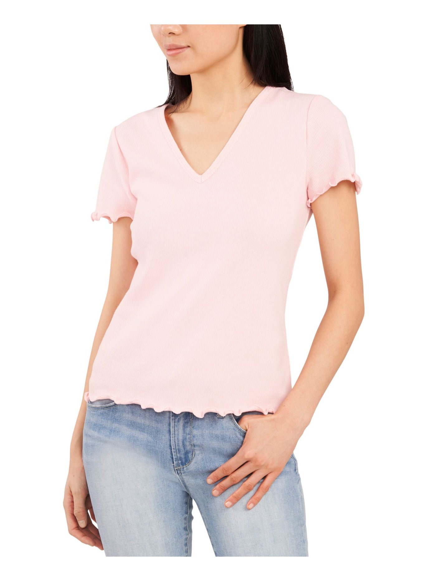 RILEY&RAE Womens Pink Stretch Crew Neck Top XS