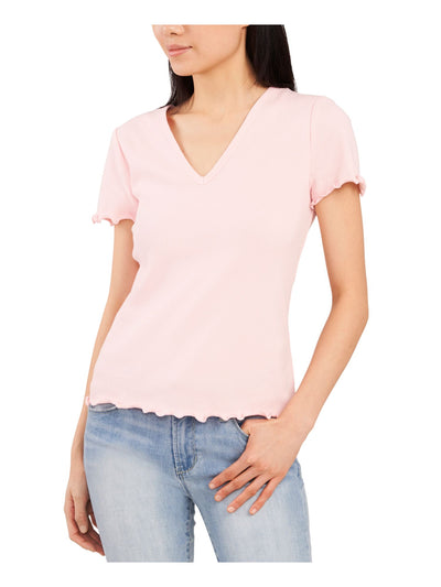 RILEY&RAE Womens Pink Stretch Crew Neck Top XS