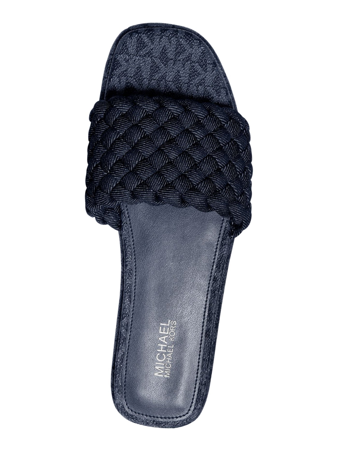 MICHAEL KORS Womens Black Woven Amelia Round Toe Slip On Slide Sandals Shoes 6 M