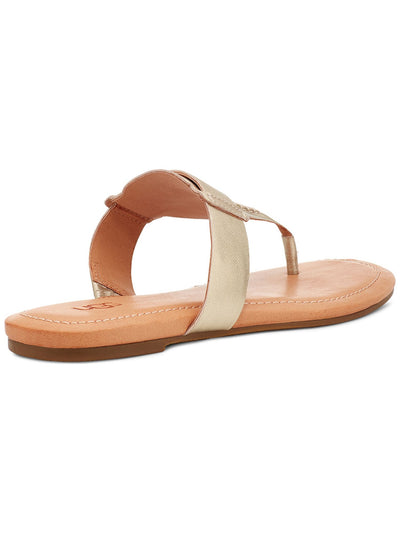 UGG Womens Gold Goring Padded Gaila Round Toe Slip On Leather Thong Sandals Shoes 8.5