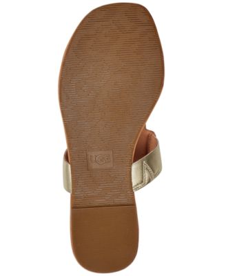 UGG Womens Gold Goring Padded Gaila Round Toe Slip On Leather Thong Sandals Shoes