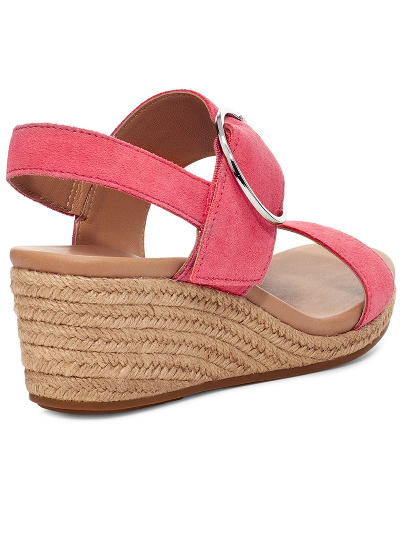 UGG Womens Pink Padded Navee Round Toe Wedge Buckle Leather Espadrille Shoes 8