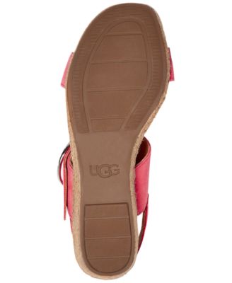 UGG Womens Pink Padded Navee Round Toe Wedge Buckle Leather Espadrille Shoes