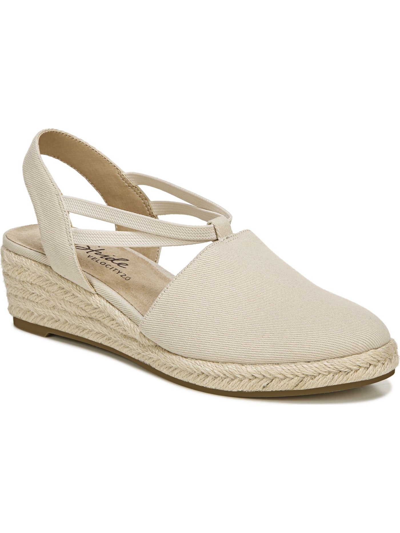 LIFE STRIDE VELOCITY Womens Beige Shock Absorption Comfort Stretch Katrina Almond Toe Wedge Slip On Espadrille Shoes 8.5 M