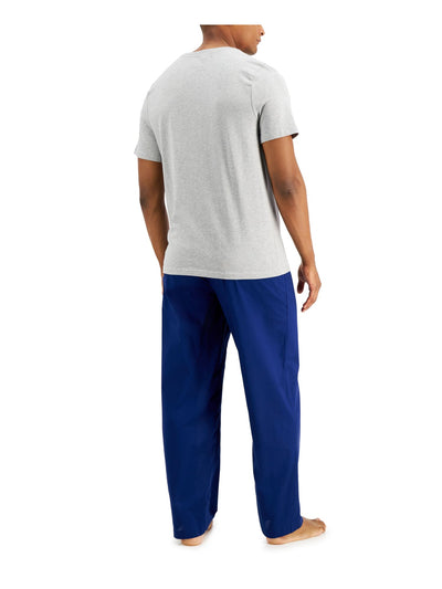 CLUBROOM Mens Best Dad Ever Gray Graphic Drawstring Short Sleeve T-Shirt Top Straight leg Pants Pajamas L