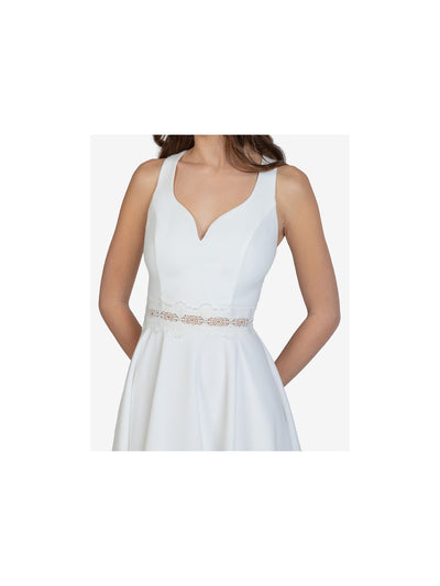 B DARLIN Womens White Lace Zippered Sleeveless Sweetheart Neckline Mini Evening Fit + Flare Dress Juniors 5\6