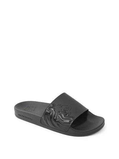 BRUNO MAGLI Mens Black Padded Messe Round Toe Slip On Slide Sandals Shoes 44
