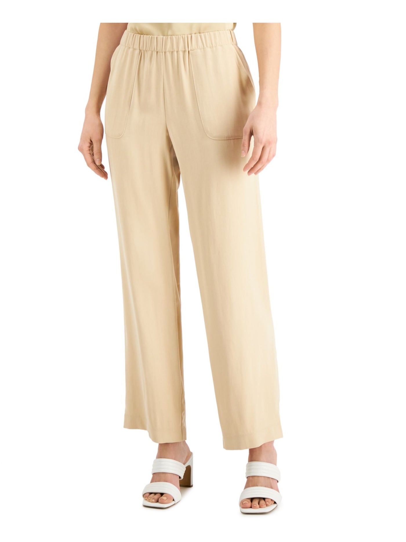 ALFANI Womens Beige Pocketed Pull On Pants 16