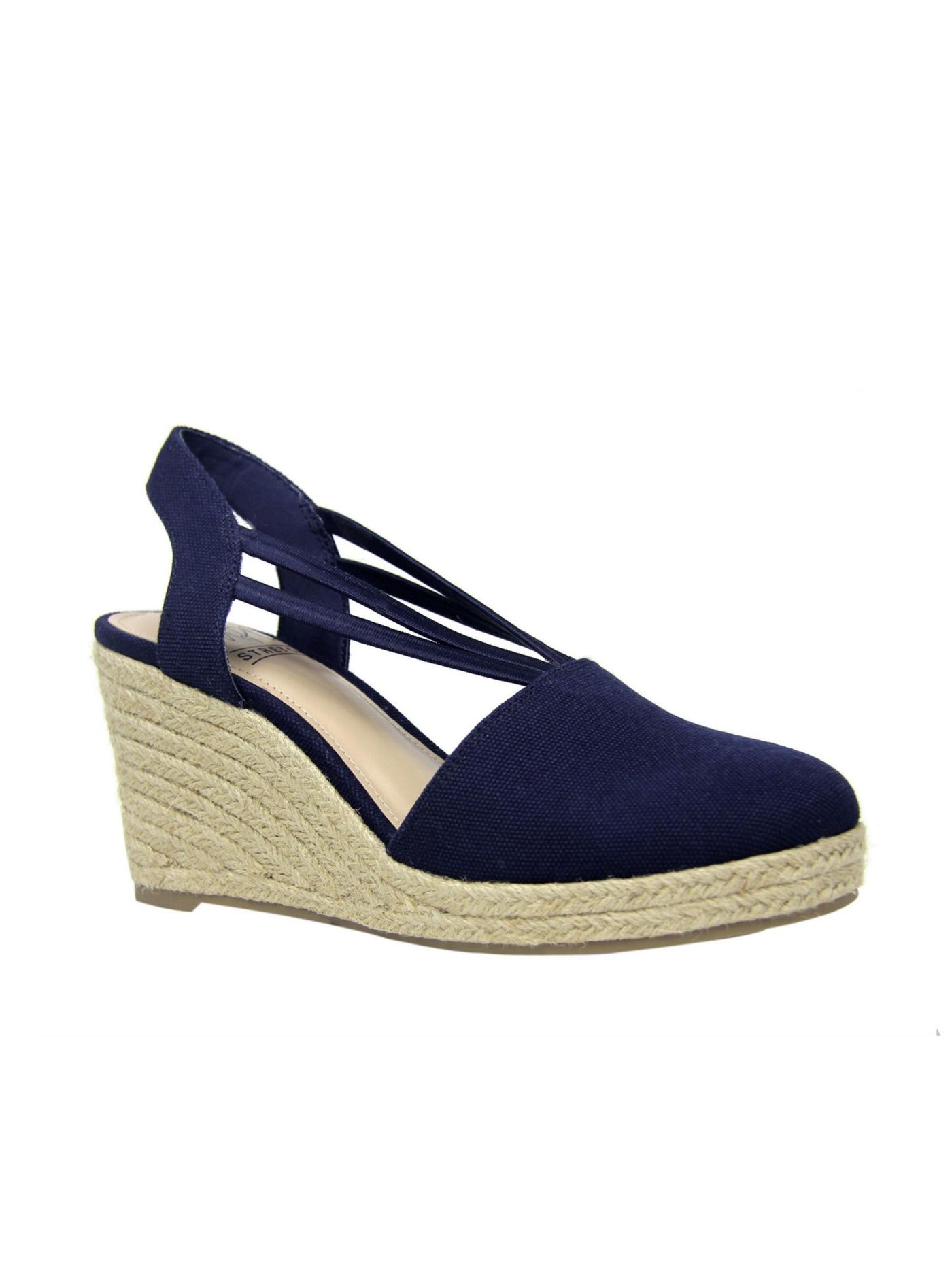 IMPO Womens Navy 1" Platform Slingback Padded Taedra Round Toe Wedge Slip On Espadrille Shoes 8.5 M