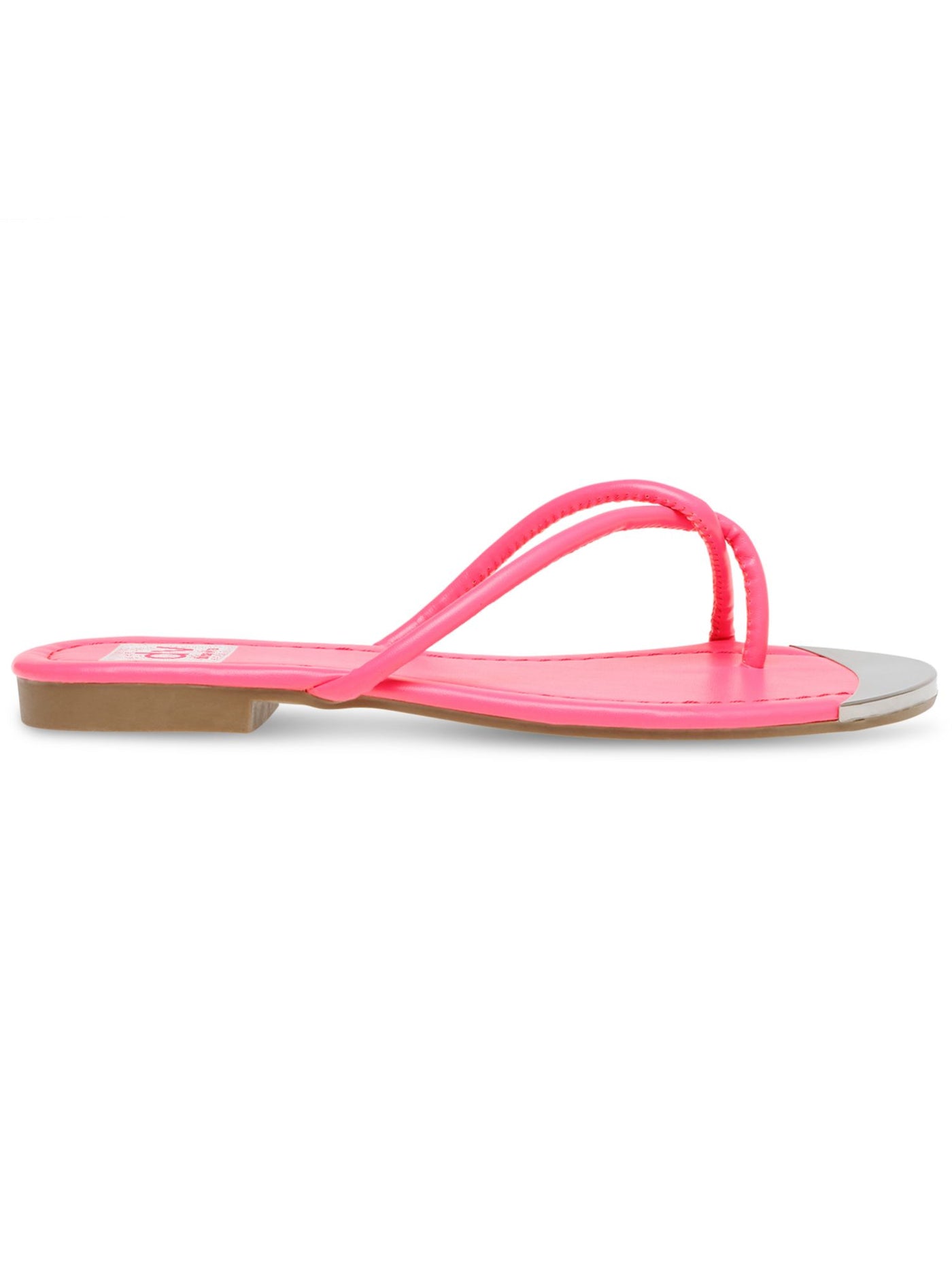 DOLCE VITA Womens Pink 0.5" Heel Toe-Loop Metallic Toe Cap Cushioned Strappy Penni Round Toe Block Heel Slip On Flip Flop Sandal 7