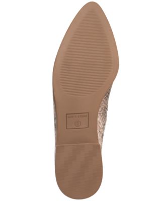 SUN STONE Womens Beige Snake Print Padded Comfort Selenna Almond Toe Block Heel Slip On Loafers Shoes M