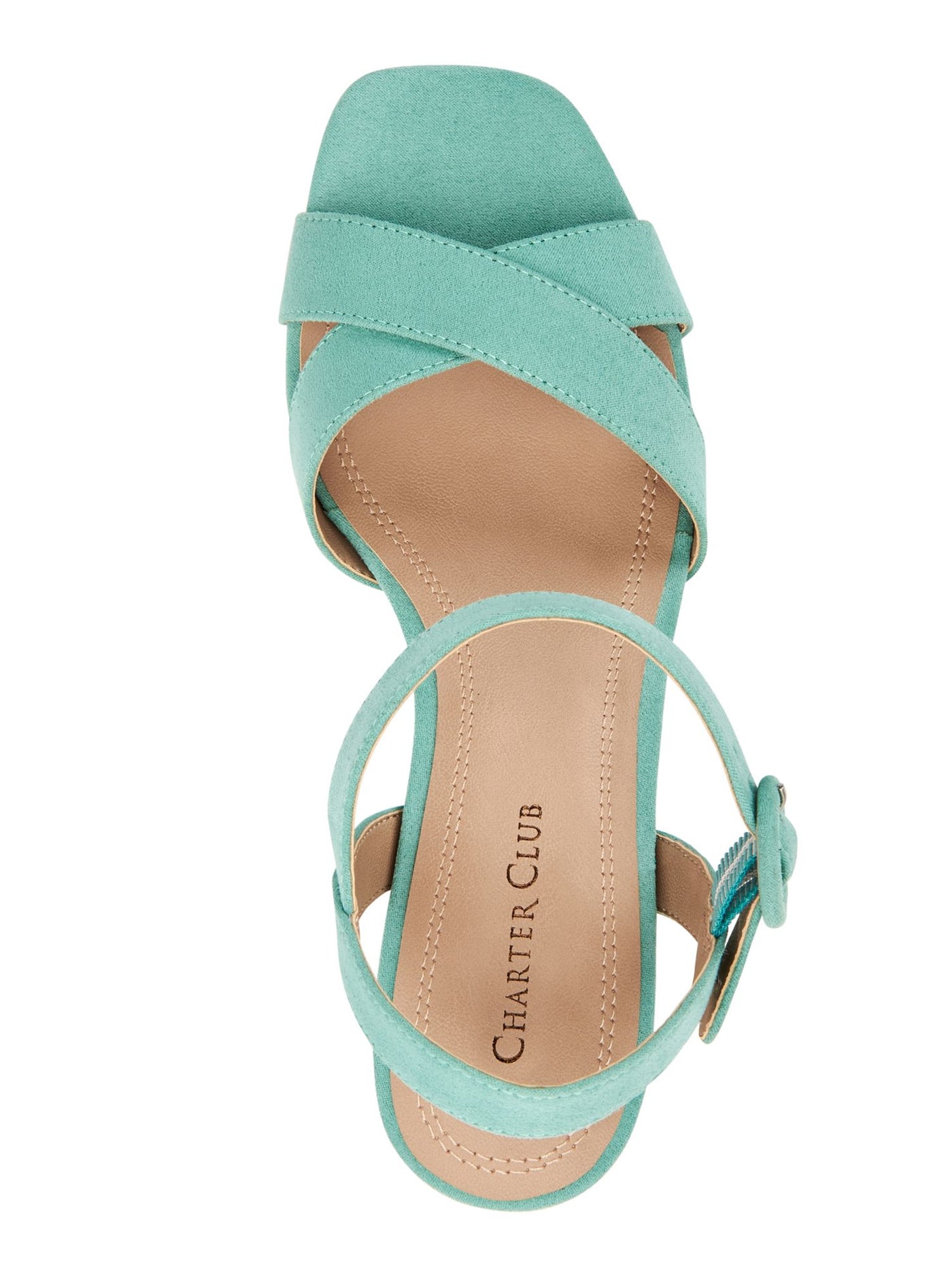 CHARTER CLUB Womens Turquoise Crisscross Straps Espadrille Heel Strappy Ankle Strap Padded Rioo Square Toe Block Heel Buckle Dress Slingback Sandal M
