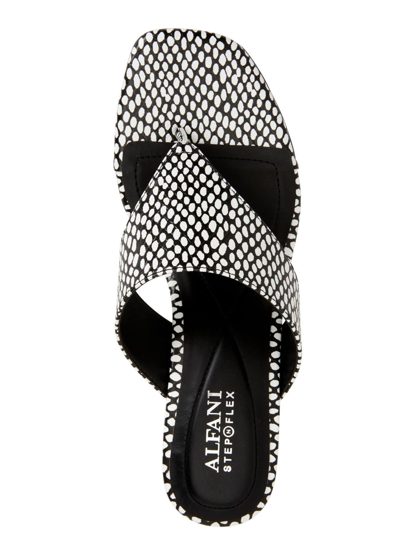 ALFANI Womens Black Polka Dot Cushioned Comfort Andersonn Split Toe Wedge Slip On Thong Sandals Shoes 6.5 M