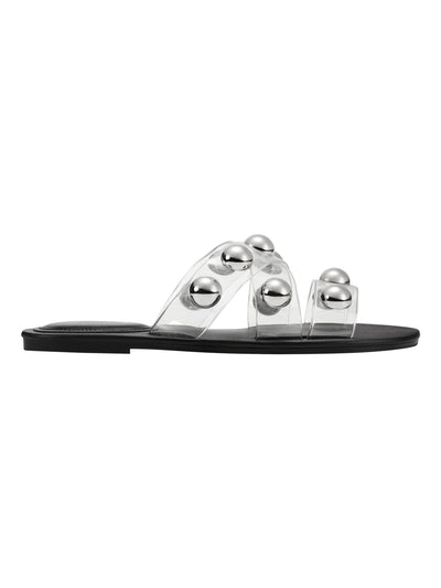 MARC FISHER Womens White Oversized Ornaments Bryte Round Toe Slip On Sandals Shoes 7.5 M