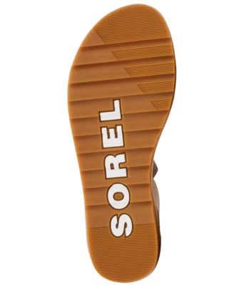 SOREL Womens Brown Mixed Media Crisscross Elastic Straps Cushioned Ella Ii Round Toe Slip On Sandals Shoes