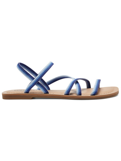 LUCKY BRAND Womens Blue Strappy Padded Stretch Cushioned Bizell Square Toe Slip On Sandals Shoes 9.5 M