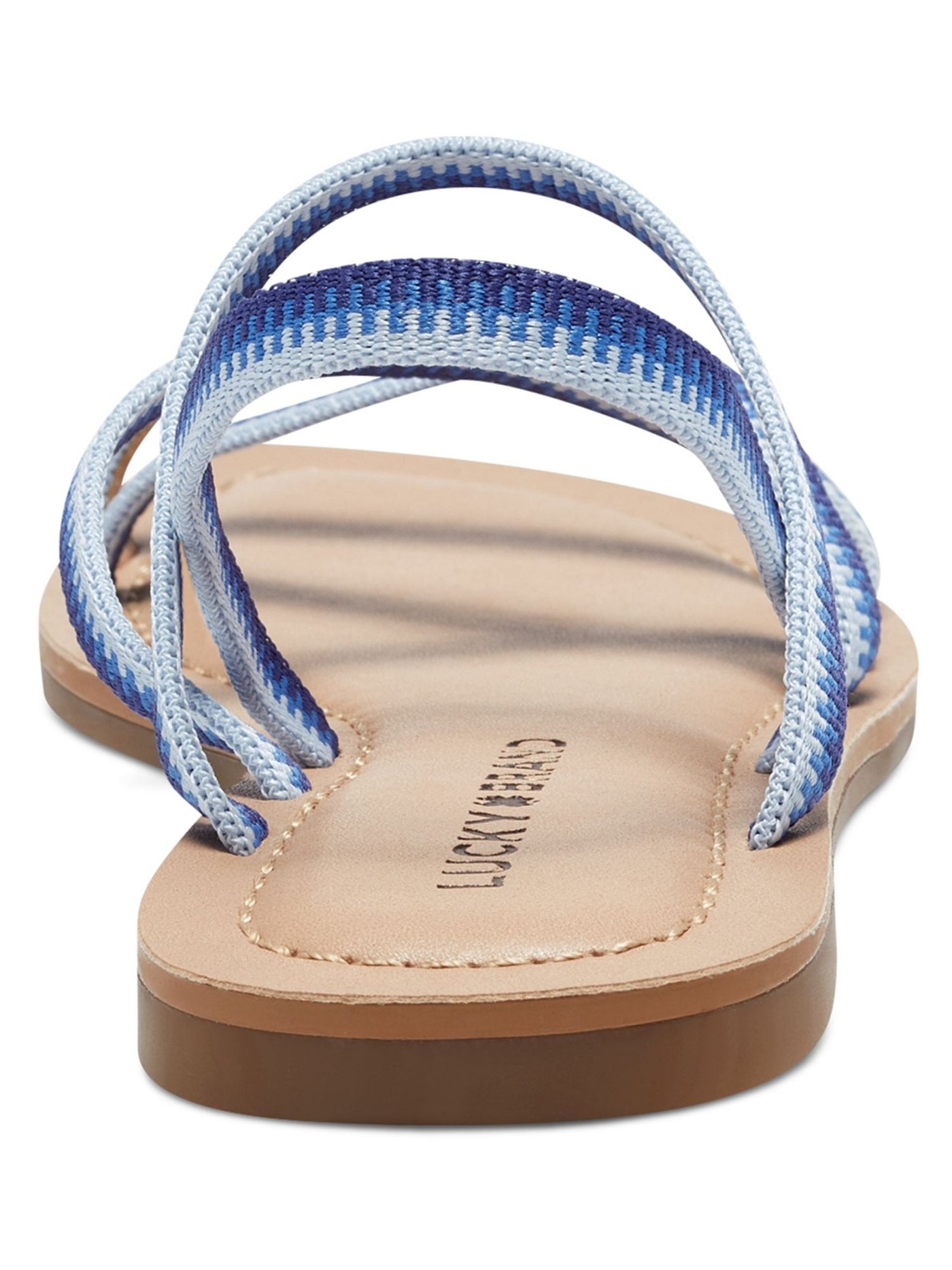 LUCKY BRAND Womens Blue Strappy Padded Stretch Cushioned Bizell Square Toe Slip On Sandals Shoes 9.5 M