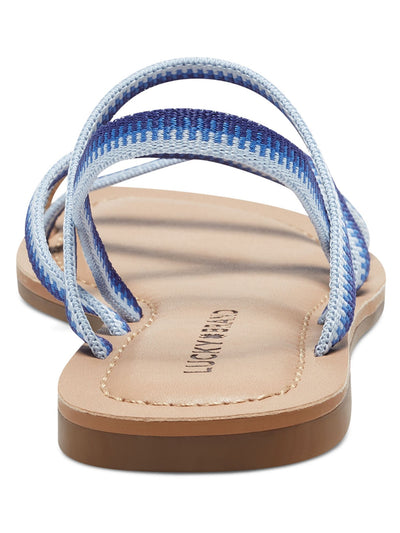 LUCKY BRAND Womens Blue Strappy Padded Stretch Cushioned Bizell Square Toe Slip On Sandals Shoes 9.5 M