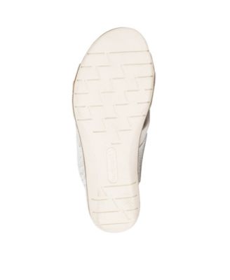 BARETRAPS Womens White Mixed Media Comfort Cushioned Carmiela Round Toe Wedge Slip On Slide Sandals Shoes M