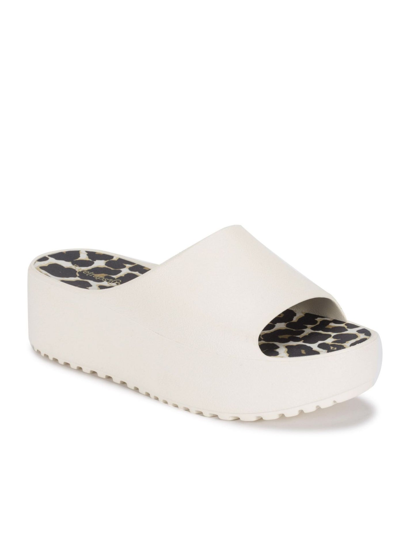 BARETRAPS Womens White Comfort Parvati Round Toe Wedge Slip On Slide Sandals Shoes 10 M