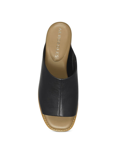 AEROSOLES Womens Black Comfort Yorketown Round Toe Wedge Slip On Leather Sandals Shoes 5 M