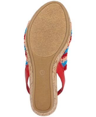 KAREN SCOTT Womens Red Macram� Cork Look Cushioned Meriamm Almond Toe Wedge Slip On Slingback Sandal M