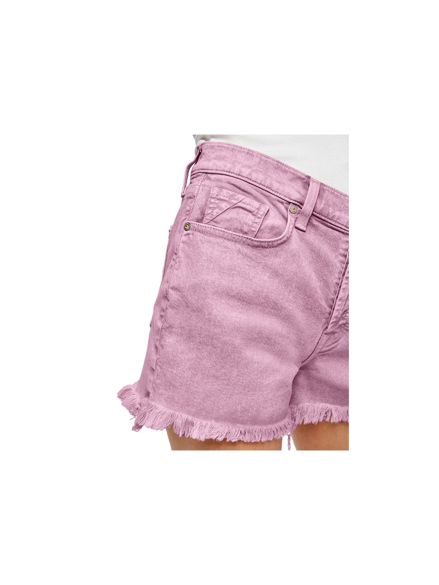 7 FOR ALL MANKIND Womens Pink Zippered Pocketed Frayed Tie Dye Straight leg Shorts Juniors 29