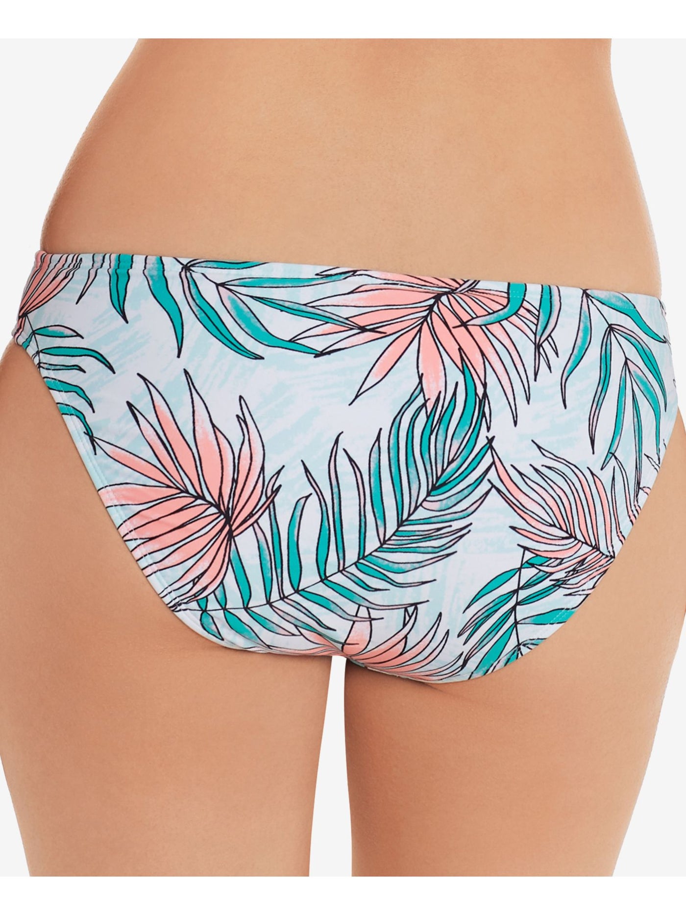 SALT + COVE Women's Aqua Tropical Print Stretch LIned Moderate Coverage Calm Palm Hipster Swimsuit Bottom XS