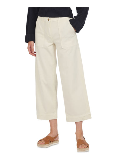 BARBOUR Womens Ivory Stretch Zippered Wide Leg Pants 6
