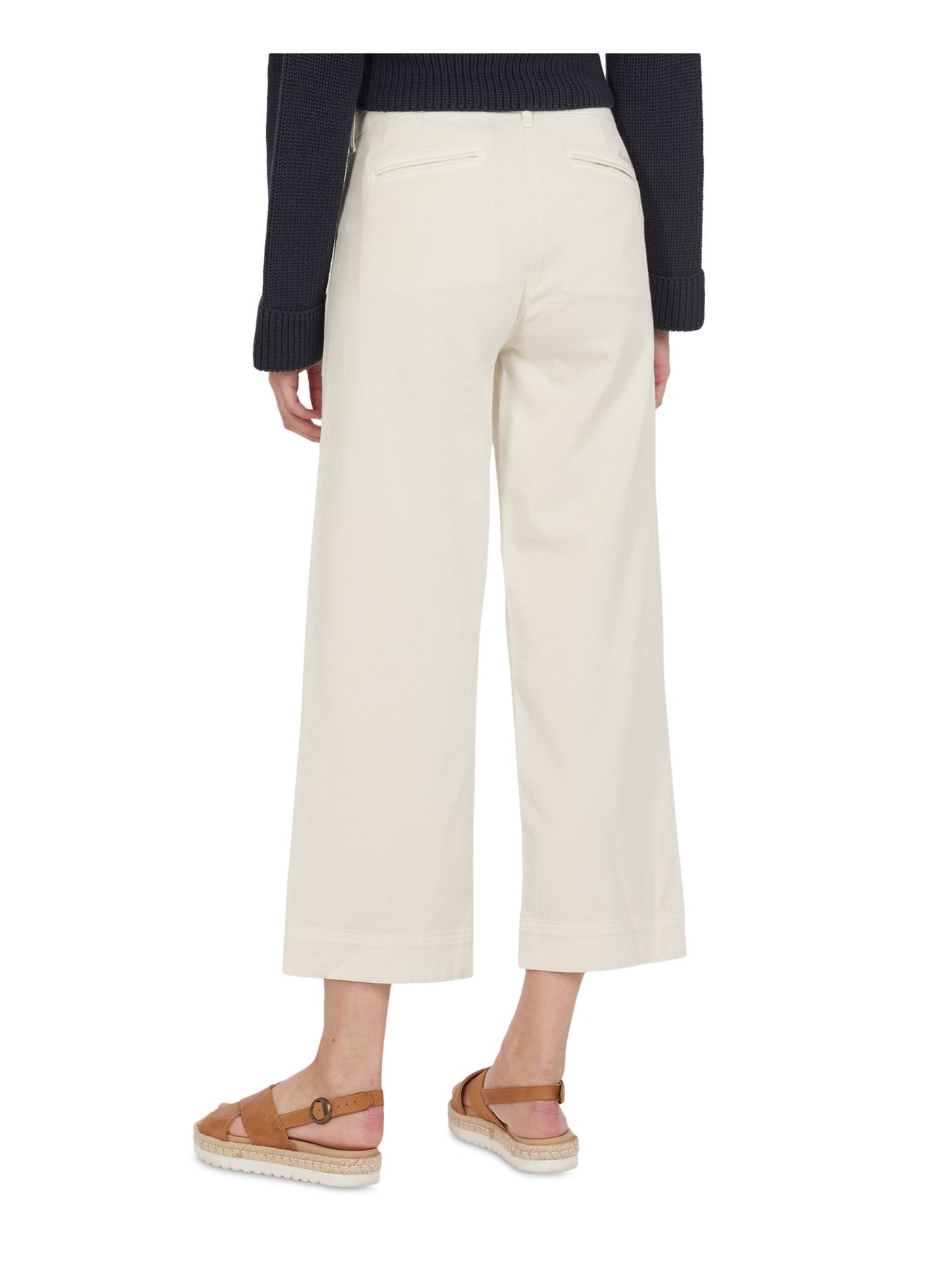 BARBOUR Womens Ivory Stretch Pocketed Zippered Cropped Mid-rise Trousers Wide Leg Pants 6