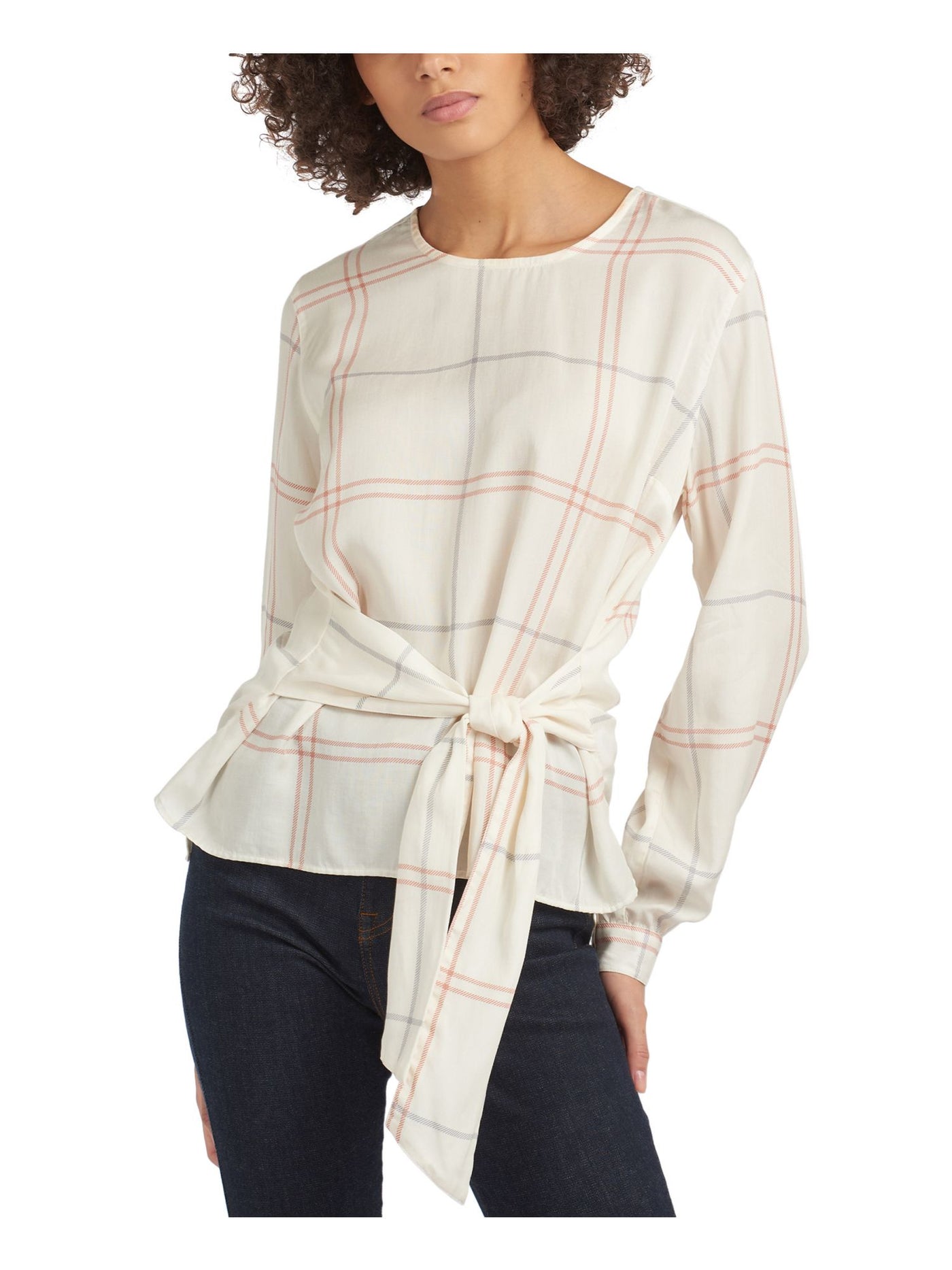 BARBOUR Womens Ivory Printed Crew Neck Top 8