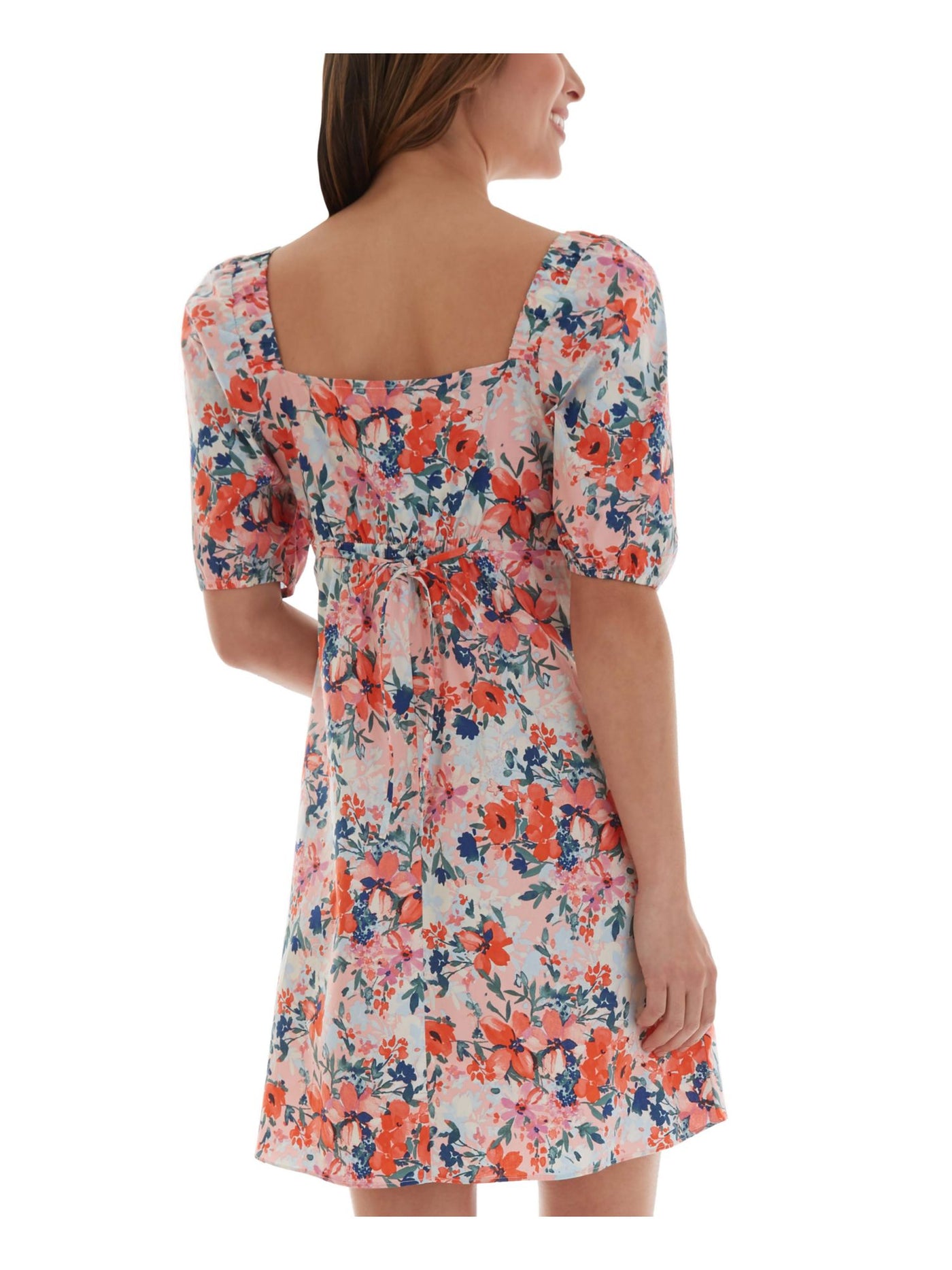BCX DRESS Womens Pink Floral Pouf Sleeve Sweetheart Neckline Mini Fit + Flare Dress XS