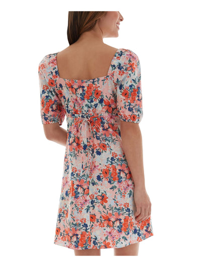 BCX DRESS Womens Pink Floral Pouf Sleeve Sweetheart Neckline Mini Fit + Flare Dress XS