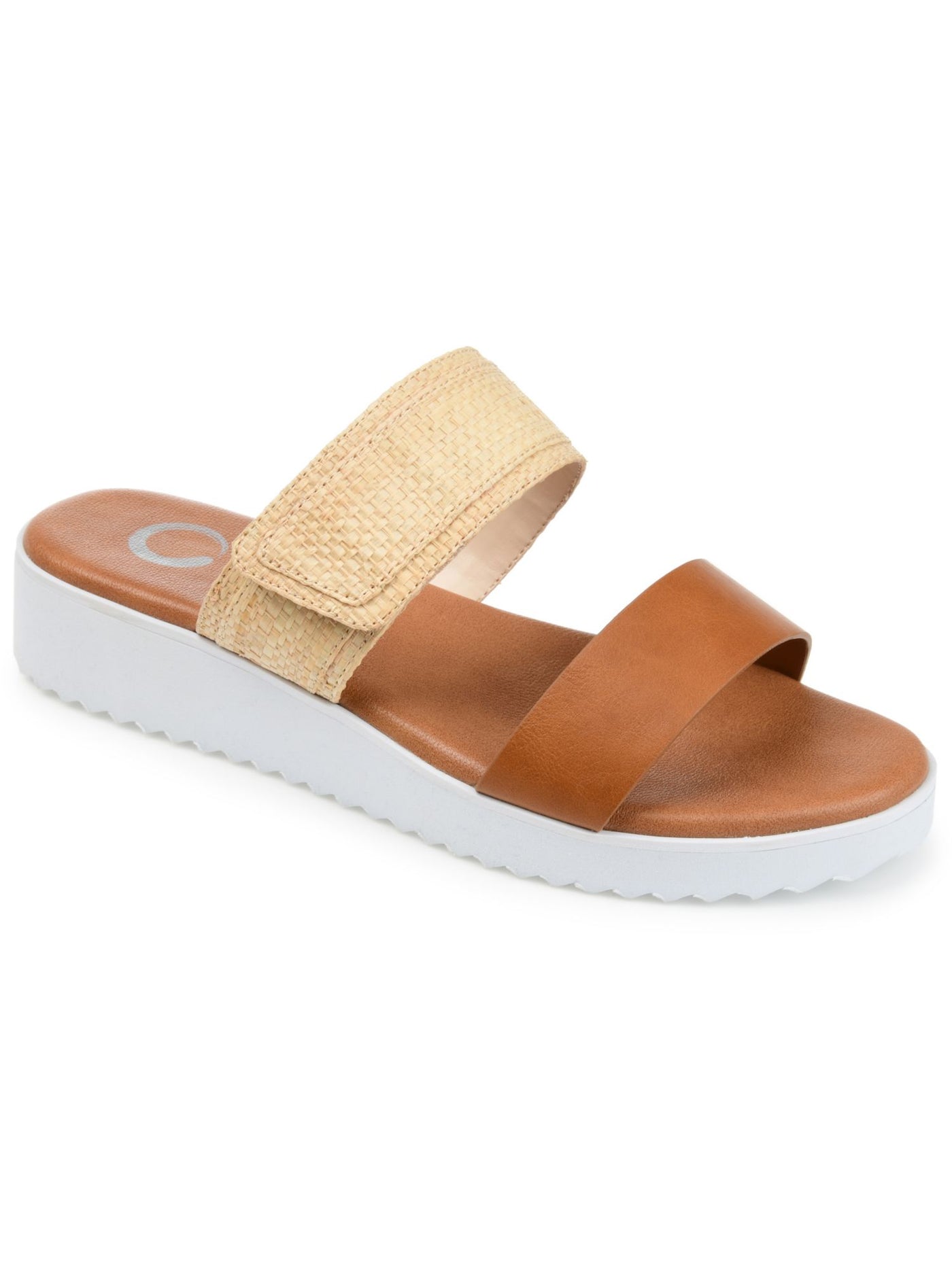 JOURNEE COLLECTION Womens Brown Two-Tone Slide Sandal Padded Fennie Round Toe Wedge Espadrille Shoes 8 M