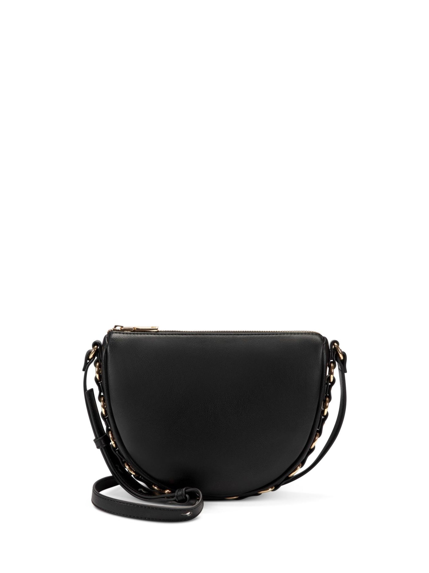 INC Women's Black Kimmii Solid Gold-Tone Chain Detail Adjustable Strap Crossbody Handbag Purse