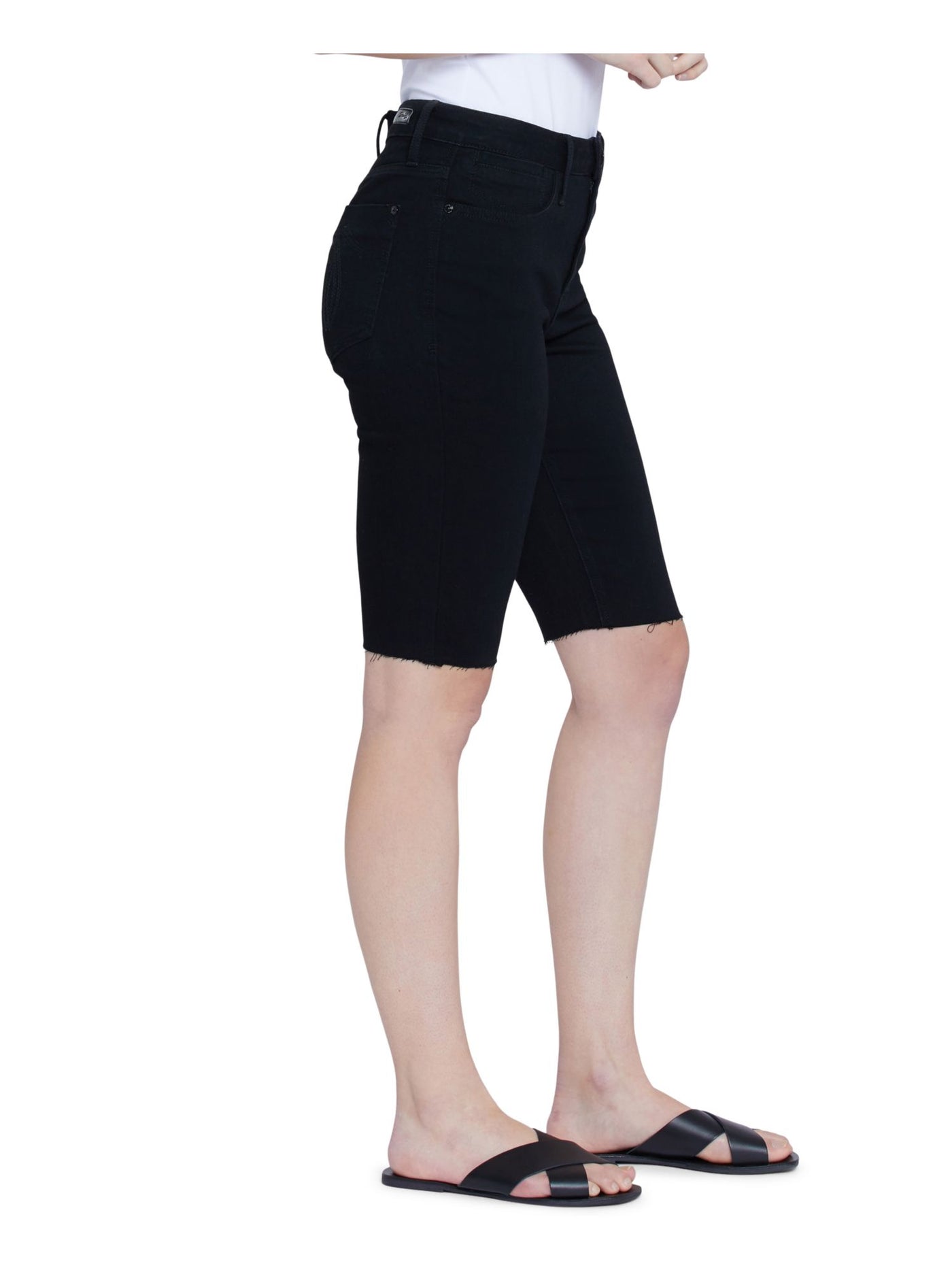 SEVEN7 Womens Black Stretch Zippered Pocketed Frayed Bermuda Shorts 12