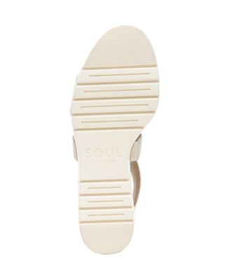 SOUL BY NATURALIZER Womens Beige Flex Gore Strap Accent Crisscross Straps Memory Foam 1" Platform Comfort Arch Support Goodtimes Open Toe Wedge Zip-Up Sandals Shoes M