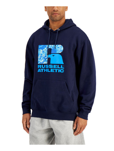 RUSSELL ATHLETIC Mens Navy Graphic Long Sleeve Draw String Hoodie S