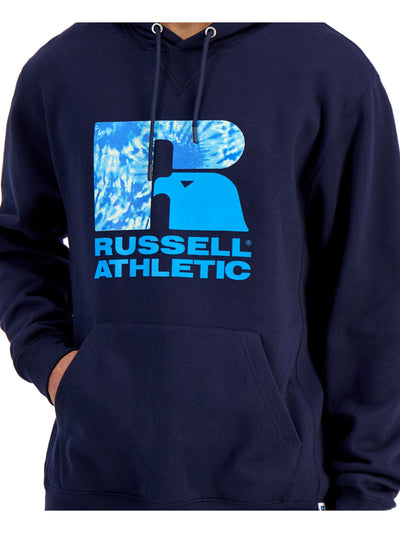 RUSSELL ATHLETIC Mens Navy Graphic Draw String Hoodie M
