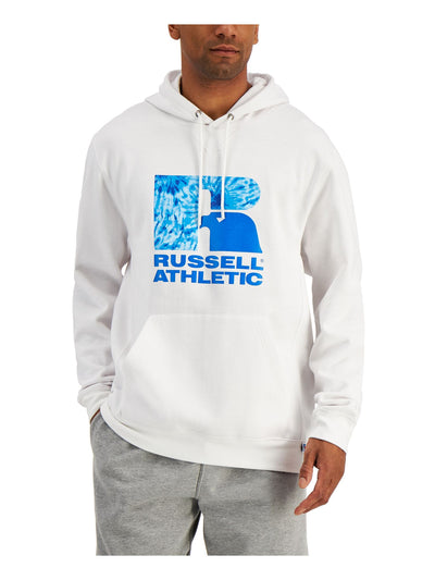 RUSSELL ATHLETIC Mens Santiago White Graphic Draw String Hoodie XL